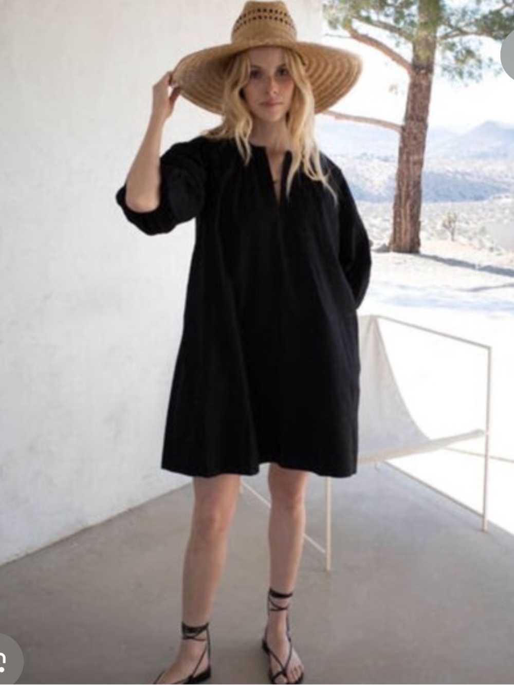 AYR Black Portofinito Textured Mini Dress, Size Large, EUC